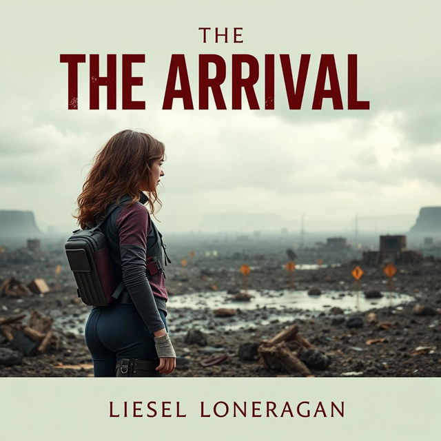 A highly realistic book cover design featuring a teen girl with brown wavy hair, sporting maroon and navy blue gear similar to the Maze Runner style, along with a thigh holster