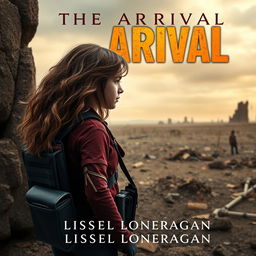 A highly realistic book cover design featuring a teen girl with brown wavy hair, sporting maroon and navy blue gear similar to the Maze Runner style, along with a thigh holster