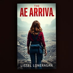 A highly realistic book cover design featuring a teen girl with brown wavy hair, dressed in maroon and navy blue gear inspired by the Maze Runner, including a thigh holster