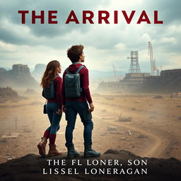 A highly realistic book cover design featuring a teen girl and a teen boy standing together, both dressed in maroon and navy blue gear inspired by the Maze Runner, complete with thigh holsters