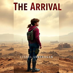 A highly realistic book cover design featuring a teen girl and a teen boy standing together, both dressed in maroon and navy blue gear inspired by the Maze Runner, complete with thigh holsters