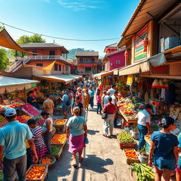 An overview of the Blora trade sector, showcasing a vibrant marketplace bustling with activity