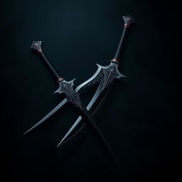 A pair of curved twin daggers resembling short swords, designed for easy handling