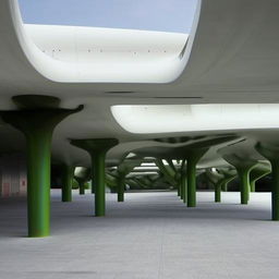 A futuristic bus station that supersedes natural ideas and surpasses normality