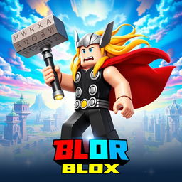 A dynamic movie poster for a fictional Roblox film titled 'Thor Blox'