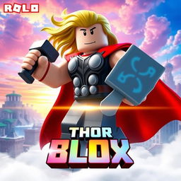 A dynamic movie poster for a fictional Roblox film titled 'Thor Blox'