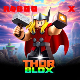 A dynamic movie poster for a fictional Roblox film titled 'Thor Blox'