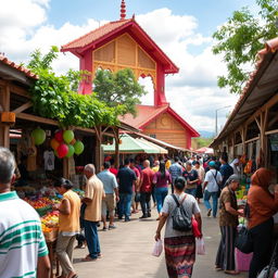 Representasi bidang perdagangan di Kabupaten Blora, menampilkan pasar yang ramai dengan berbagai aktivitas