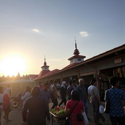 Representasi bidang perdagangan di Kabupaten Blora, menampilkan pasar yang ramai dengan berbagai aktivitas