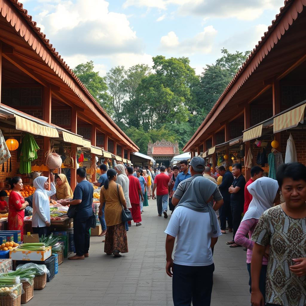 Representasi bidang perdagangan di Kabupaten Blora, menampilkan pasar yang ramai dengan berbagai aktivitas