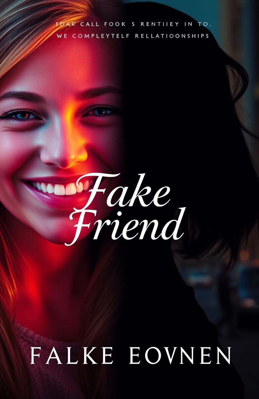 A captivating and dramatic novel cover for a book titled "Fake Friend"