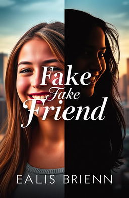 A captivating and dramatic novel cover for a book titled "Fake Friend"