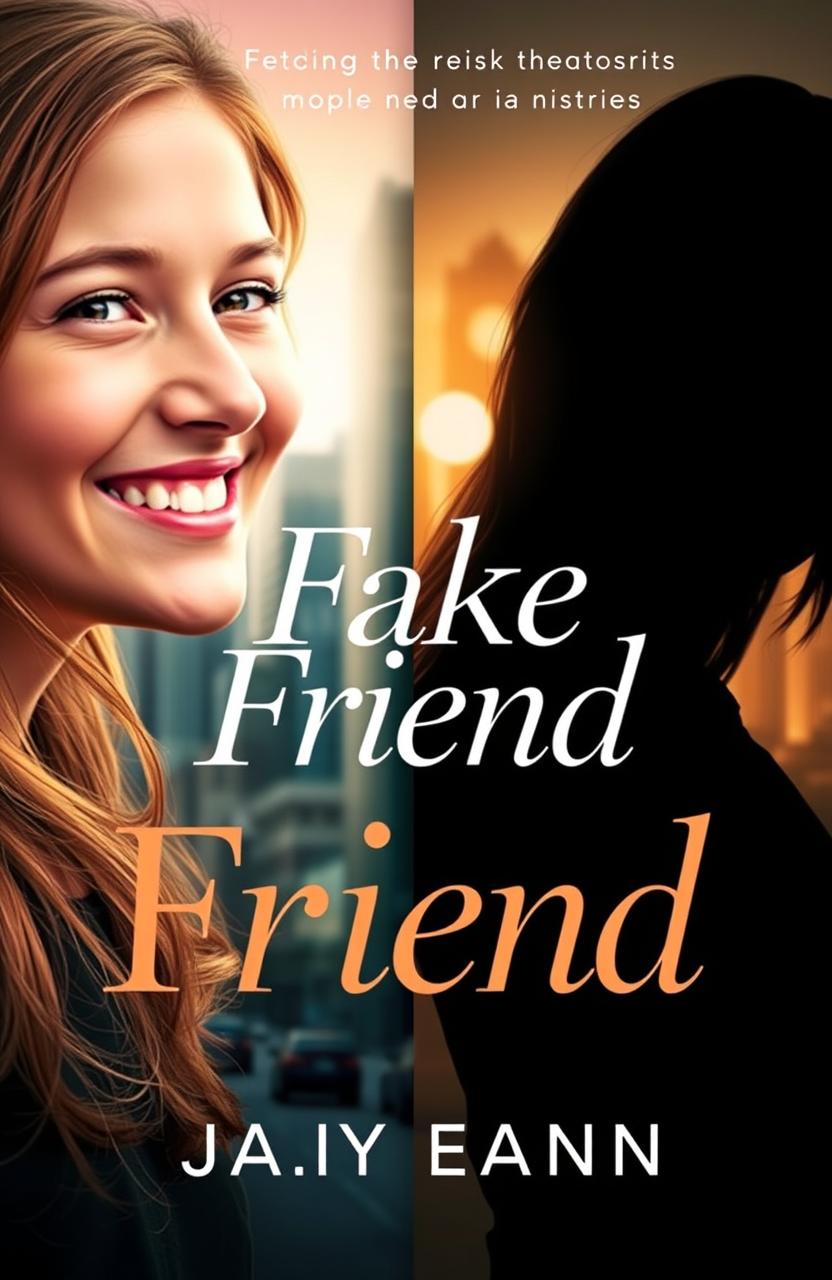 A captivating and dramatic novel cover for a book titled "Fake Friend"