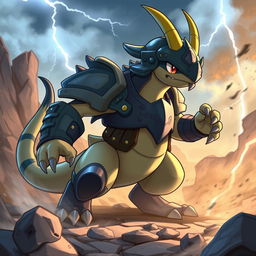 A warrior Pokémon with a fierce and battle-ready demeanor, embodying the spirit of a soldier