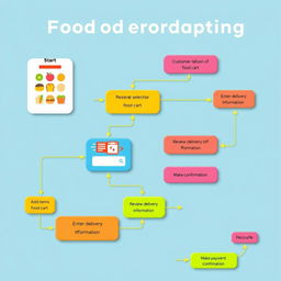 A flowchart for a food ordering system, depicting the process in a clear and organized manner