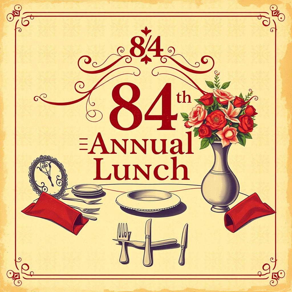 A vintage-style poster designed for an 84th annual lunch event