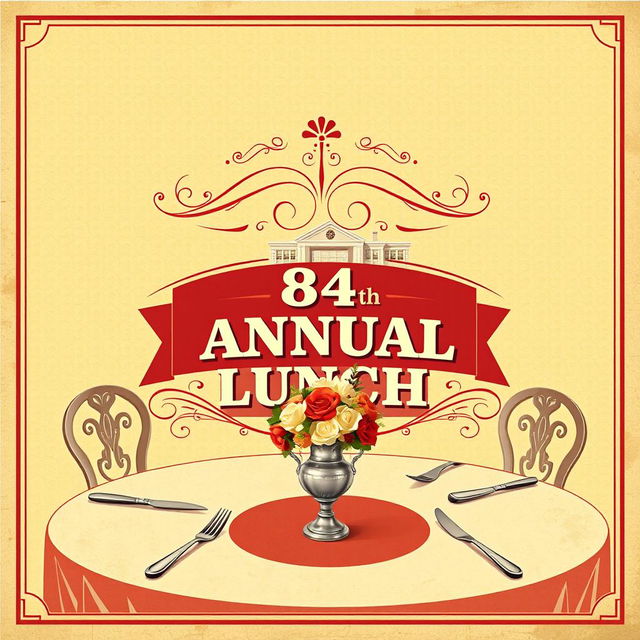 A vintage-style poster designed for an 84th annual lunch event