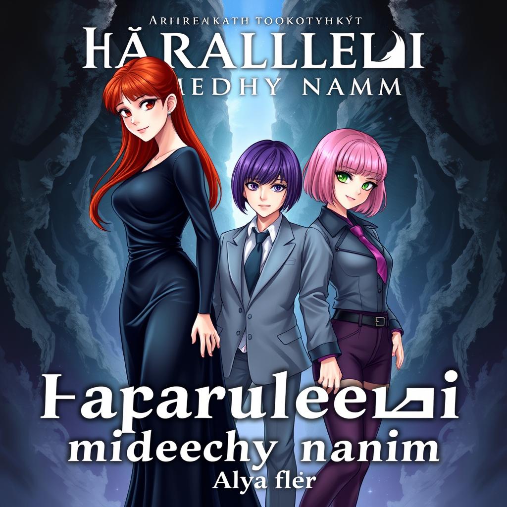 A visually appealing fantasy book cover featuring three main heroines