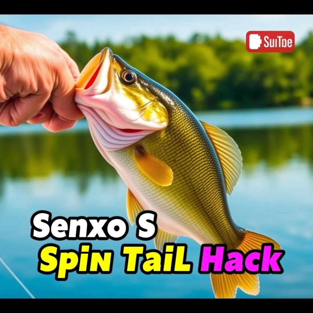 An eye-catching thumbnail in 1920x1080 resolution showcasing a close-up shot of a large bass being held by an enthusiastic fisherman, with the Senko Worm clearly visible in the fish's mouth