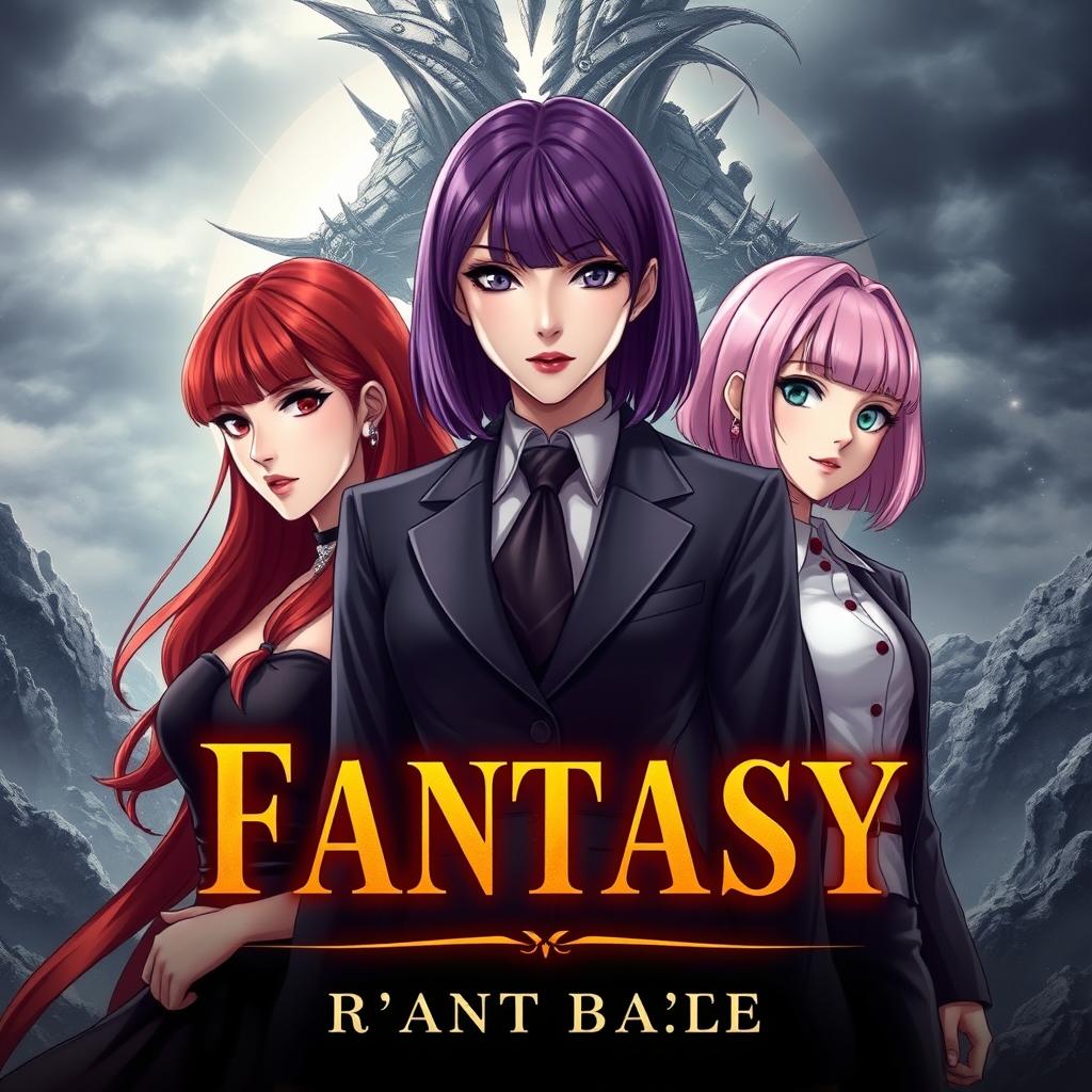 A fantasy book cover featuring three main heroines