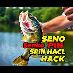 A striking thumbnail in 1920x1080 resolution, featuring a close-up shot of a large bass being proudly held by a fisherman, with the Bait Worm clearly visible in the fish's mouth