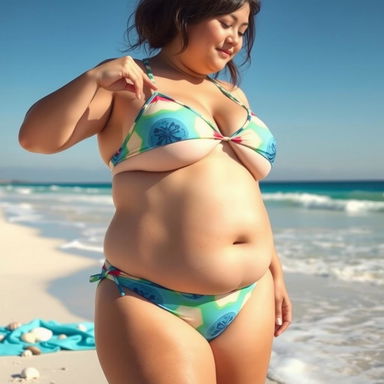 Chubby lady in bikini on sale