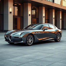 A modern four-door car featuring a slick, streamlined body with realistic detailing, inspired by the elegant design of the Talbot Lago