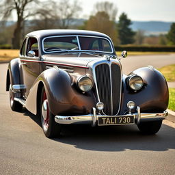 A vintage Talbot Lago style car with a sleek and realistic design featuring four doors and a shaped coach body