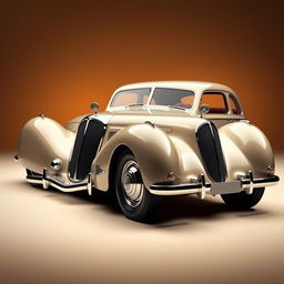 A vintage Talbot Lago style car with a slick, realistic body featuring four doors and a beautifully shaped coach