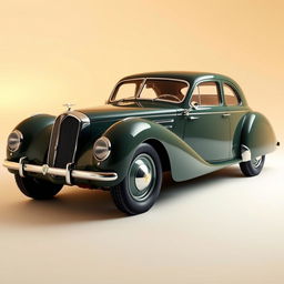 A vintage Talbot Lago style car with a slick, realistic body featuring four doors and a beautifully shaped coach