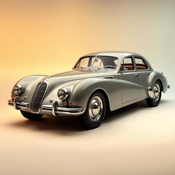 A vintage Talbot Lago style car with a slick, realistic body featuring four doors and a beautifully shaped coach