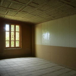 A room with two doors, one on the north wall's right side and the other on the west wall's right side. Two windows, a three-compartment window on the south wall's middle and a 4-compartment window on the east wall's middle. Contains a single bed.