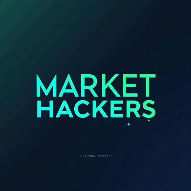 A sleek and modern graphic design featuring the title 'Market Hackers' prominently displayed in bold, futuristic typography