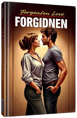 A book cover depicting a man and woman sharing a moment of forbidden love, gazing deeply into each other's eyes