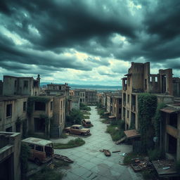 The city of Cádiz, Spain, depicted in a striking post-apocalyptic style