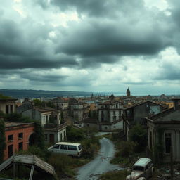 The city of Cádiz, Spain, depicted in a striking post-apocalyptic style