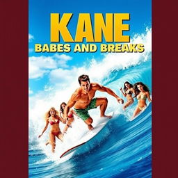 A vibrant and dynamic movie poster featuring the title "Kane: Babes and Breaks" prominently at the top in bold, eye-catching letters