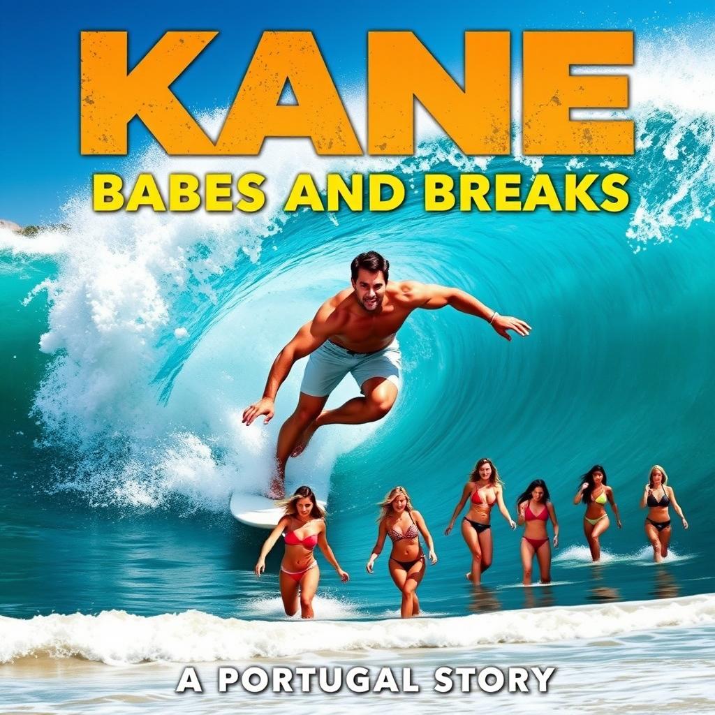 A vibrant and dynamic movie poster featuring the title "Kane: Babes and Breaks" prominently at the top in bold, eye-catching letters