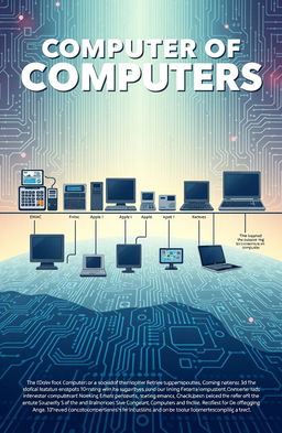 A creative and informative illustration depicting the evolution of computers, from the early mechanical calculators to modern sleek laptops and powerful supercomputers