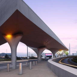 A futuristic bus station transcending natural norms and mainstream ideas