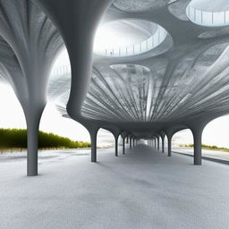 A futuristic bus station transcending natural norms and mainstream ideas