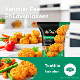 An appealing product proposal for Kenzler Chicken and Vegetable Nuggets, featuring a focus on the delicious and nutritious aspects of the product