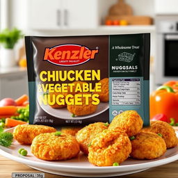 An appealing product proposal for Kenzler Chicken and Vegetable Nuggets, featuring a focus on the delicious and nutritious aspects of the product