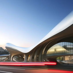 A futuristic bus station transcending natural norms and mainstream ideas