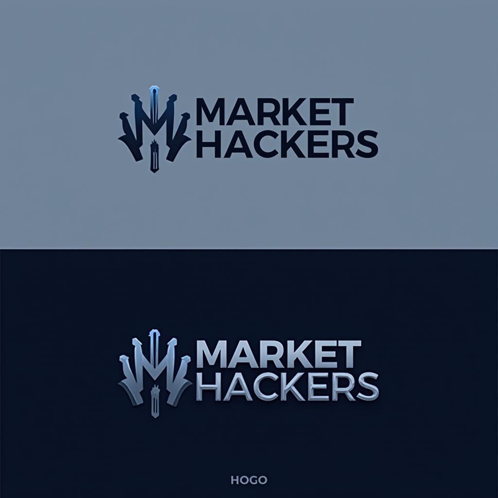 A professional logo design for a brand called 'Market Hackers'