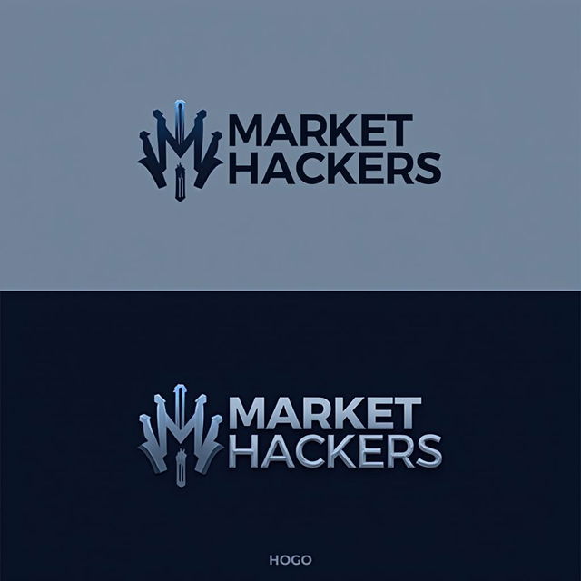A professional logo design for a brand called 'Market Hackers'