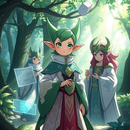 Sayuki, the elfin strategist Pokémon, portrayed with a delicate yet powerful presence as she leads her guild with wisdom and charm