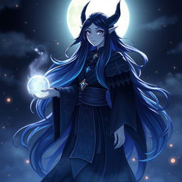 Sayuki, the night elf Pokémon strategist of the guild, captured in a mystical nocturnal setting