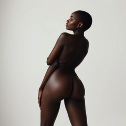 A beautiful black woman posing gracefully with her back turned, showcasing her elegant silhouette