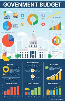 A detailed infographics illustration representing a government budget